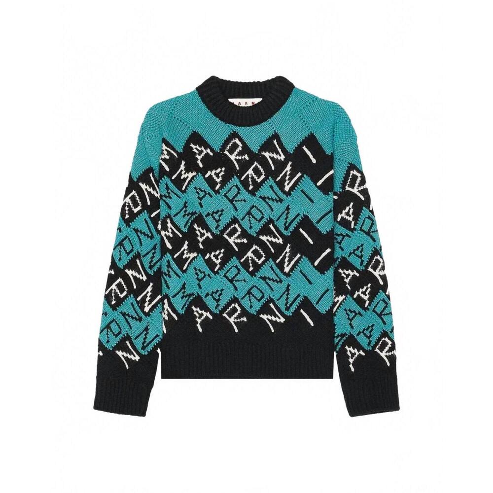 NEW MARNI men's 3d blocks logo knit sweater in black